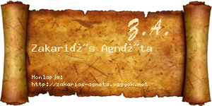 Zakariás Agnéta névjegykártya